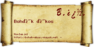 Bohák Ákos névjegykártya